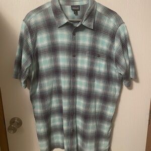 Patagonia Men’s Organic Cotton Plaid Textured Short Sleeve Shirt SZ 2XL